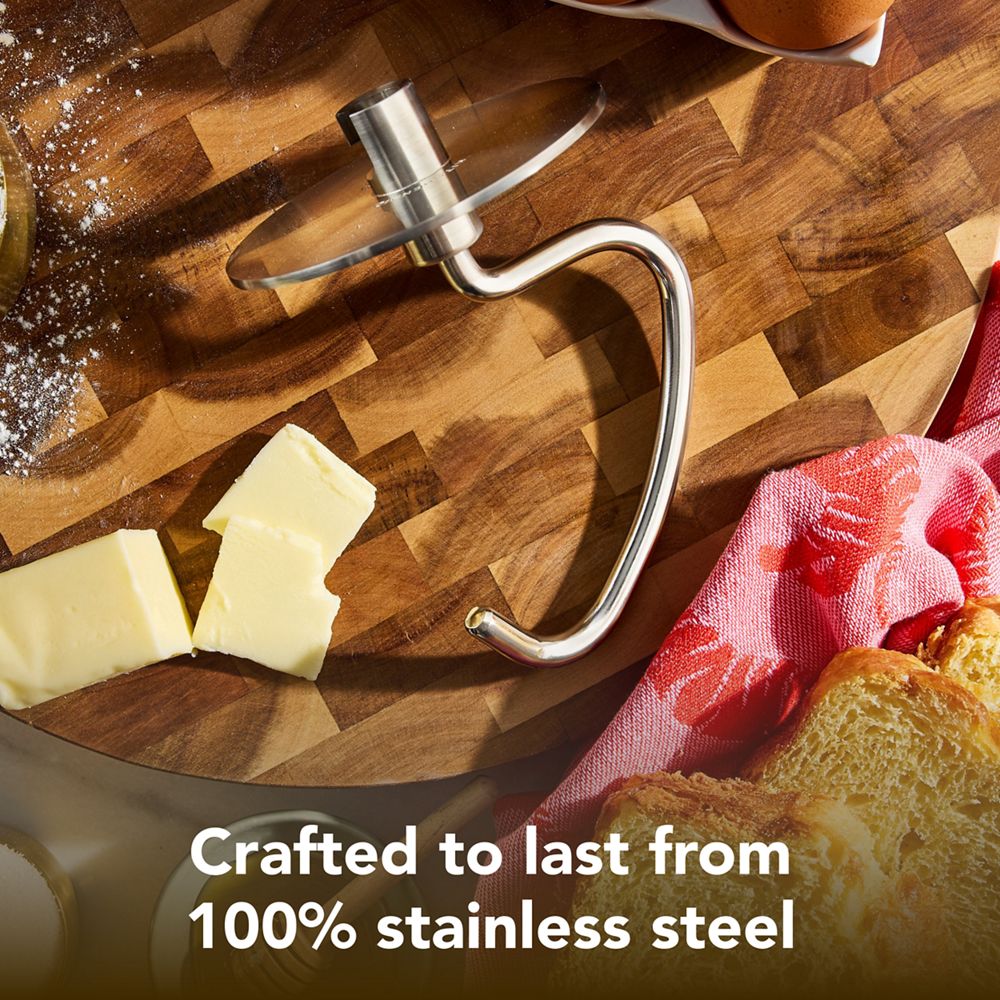 Durable stainless steel dough hook for select  KitchenAid® tilt-head stand mixers