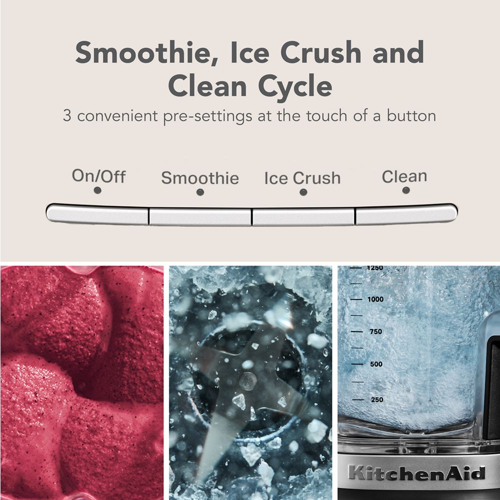 KitchenAid® Pure Power Blender with a 68oz plastic jar and a 62oz glass jar