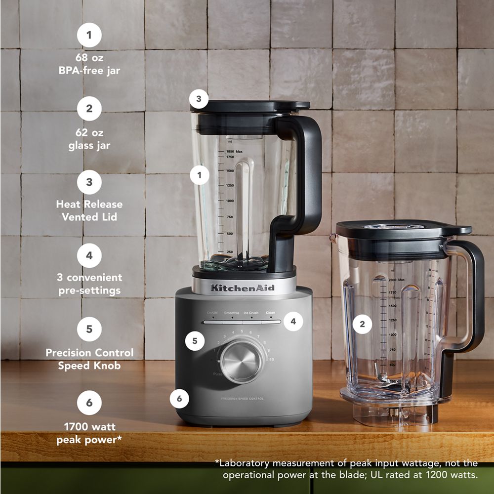 KitchenAid® Pure Power Blender with a 68oz plastic jar and a 62oz