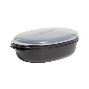 KitchenAid Universal Steaming Container for Standard Size Microwave Ovens - Black (Includes See-through Lid, Steamer Basket, and Bottom Piece)